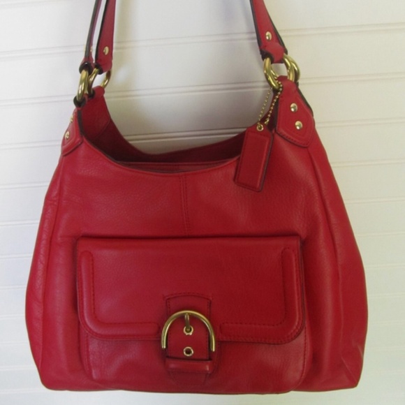COACH- Vintage Campbell Hobo Red Leather Bag - Picture 1 of 6
